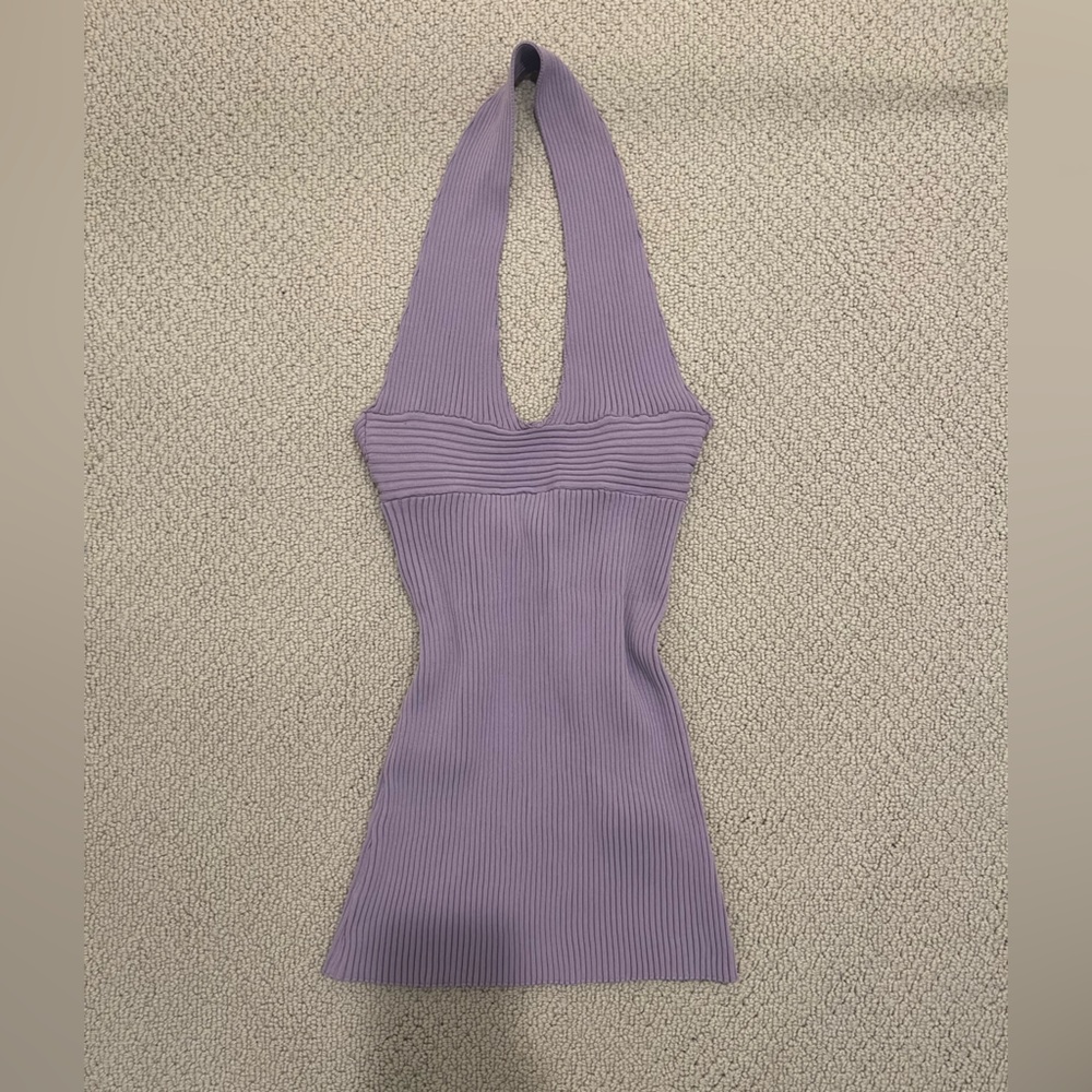 White Fox Boutique Lilac Ribbed Mini Dress